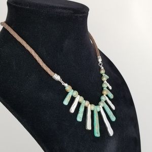 Boho chic turquoise and silver necklace